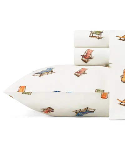 Tommy Bahama Home Beach 200-thread Count Chairs Cotton Percale 3-pc. Sheet Set, Twin In White