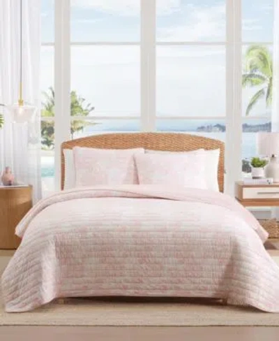 Tommy Bahama Home Beach Bluff Toile Cotton Reversible Quilt Sets In Pink
