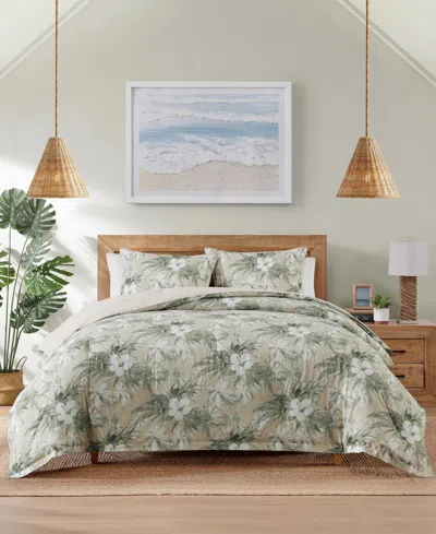 Tommy Bahama Home Beachway Blooms Reversible Breathable Cotton Medium Warmth 3-piece Comforter Set, King In Blue