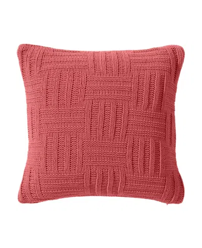 Tommy Bahama Home Chain Basket Knit Decorative Pillow, 20" X 20" In Rose Coral