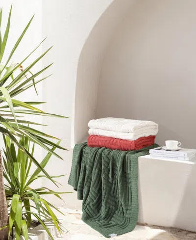 Tommy Bahama Home Chain Basket Knit Throw, 60" X 50" In White Night