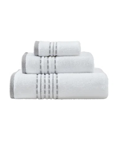 Tommy Bahama Home Cliff Side Cotton Terry 3 Piece Bath Towel Set In White,grey