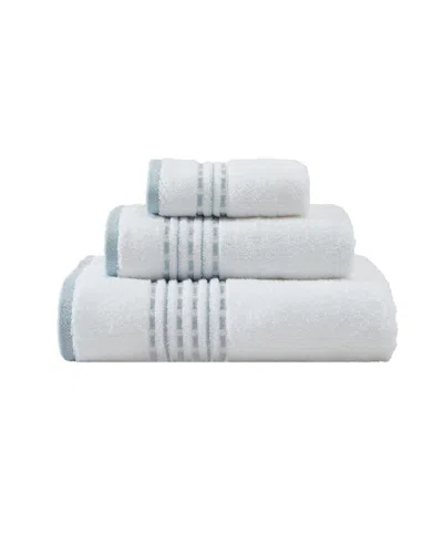 Tommy Bahama Home Cliff Side Cotton Terry 3 Piece Bath Towel Set In White,steel Blue