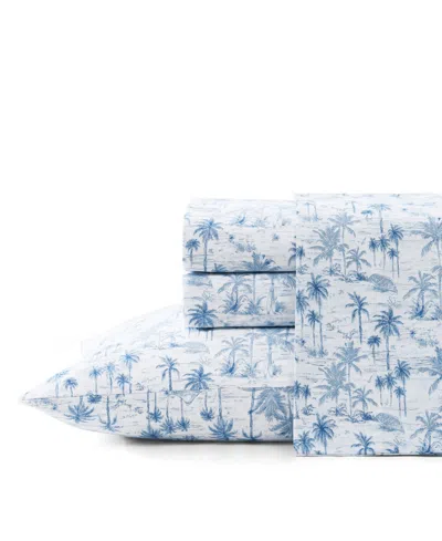 Tommy Bahama Home Cotton Percale 4 Piece Sheet Set, King In Blue