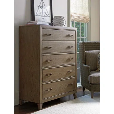 Tommy Bahama Home Cypress Point Brookdale Drawer Chest In Natural Driftwood Gray;burnt Sienna