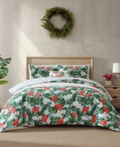 Tommy Bahama Home Festive Palms Reversible Comforter Sets In Mid Blue,red,white