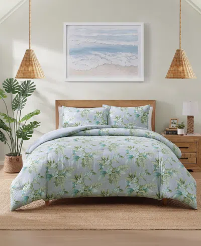 Tommy Bahama Home Floral Enchantment Cotton Reversible 3-pc. Duvet Cover Set, Full/queen In Blue
