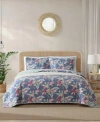 Tommy Bahama Home Floral Enchantment Reversible Quilt Sets In Deep Blue