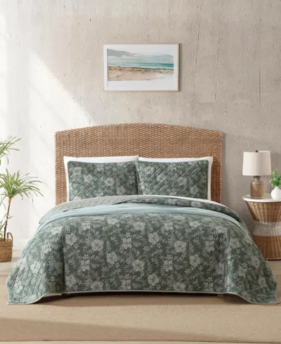 Tommy Bahama Home Hibiscus Jungle Reversible 3-pc. Quilt Set, Full/queen In Jungle Green