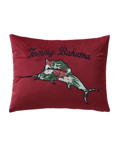 Tommy Bahama Home Holiday Marlin Velvet Decorative Pillow, 15" X 20" In Red