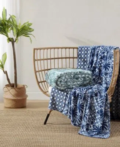 Tommy Bahama Home Lanikai Fronds Flannel Blanket In Blue