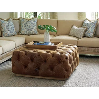 Tommy Bahama Home Los Altos Laurel Leather Cocktail Ottoman In Brown