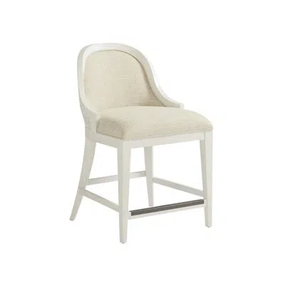 Tommy Bahama Home Ocean Breeze Upholstered Counter Stool With Solid Wood Frame In Sandy White