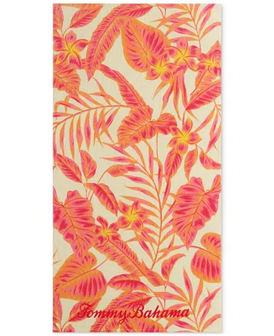 Tommy Bahama Home Palm Beach Bliss Cotton Oversized Beach Towel, 72" X 36" In Yellow