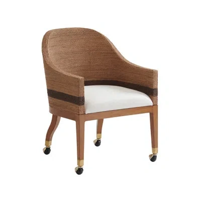 Tommy Bahama Home Palm Desert Dorian Woven Arm Chair With Casters In White