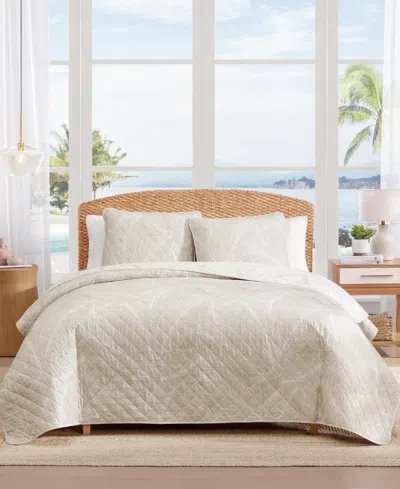 Tommy Bahama Home Pebble Palms Cotton Reversible 3-pc. Quilt Set, Full/queen In Sand