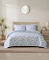 Tommy Bahama Home Pen And Ink Reversible 3 Piece Quilt Set, King In Indigo