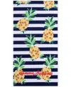 Tommy Bahama Home Pineapple Cabana Cotton Oversized Beach Towel, 72" X 36" In Dark Blue