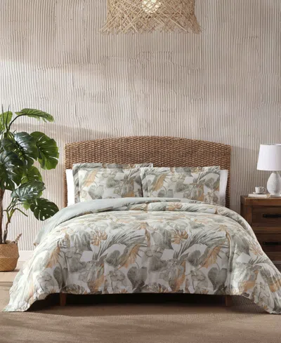 Tommy Bahama Home Raw Coast Reversible 3 Piece Duvet Cover Set, King In Green,gold