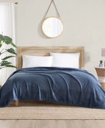Tommy Bahama Home Solid Ultra Soft Plush Blankets In Blue Sea
