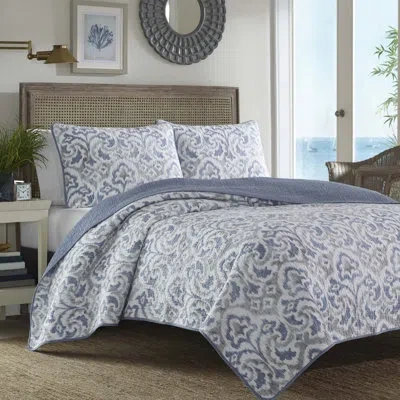 Tommy Bahama Home Tommy Bahama Cape Verde Grey Cotton Reversible Quilt Set In Gray