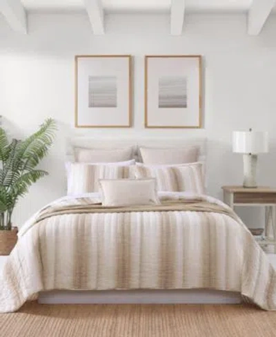 Tommy Bahama Home Tommy Bahama La Prisma Stripe Texture Cotton Quilt Set In Green