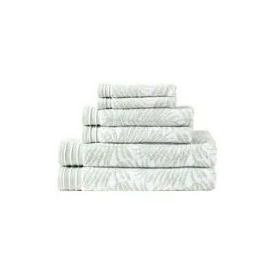 Tommy Bahama Home Tommy Bahama Linear Palms Cotton Green 6 Piece Towel Set In Green,white