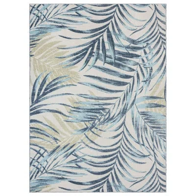 Tommy Bahama Home Tommy Bahama Malibu Palm Springs Coastal Indoor/outdoor Area Rug, Ivory/aqua Blue In Ivory,aqua Blue