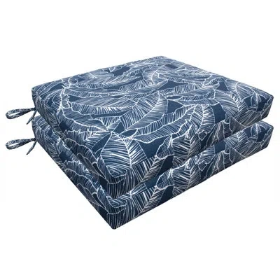 Tommy Bahama Home Tommy Bahama Outdoor Dining Chair Cushion, Tropical Print Sunbrella Fade-resistant For Patio Dining  In Blue