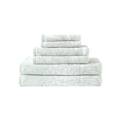 Tommy Bahama Home Tommy Bahama Pineapple Venture Cotton Green 6 Piece Towel Set In White,sage Green