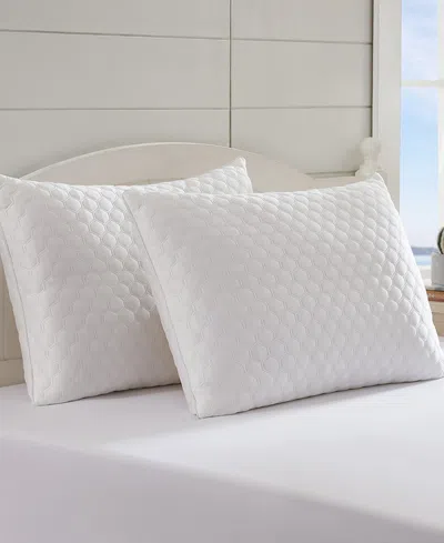 Tommy Bahama Home Santorini Print Microfiber 2-pack Pillow, Standard/queen In White With Blue Print