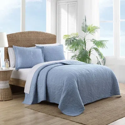 Tommy Bahama Home Tommy Bahama Solid Costa Sera Stitch Cotton Reversible Quilt In Blue