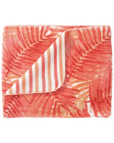Tommy Bahama Hot Tropics Coco Flannel Reversible Throw Blanket In Red
