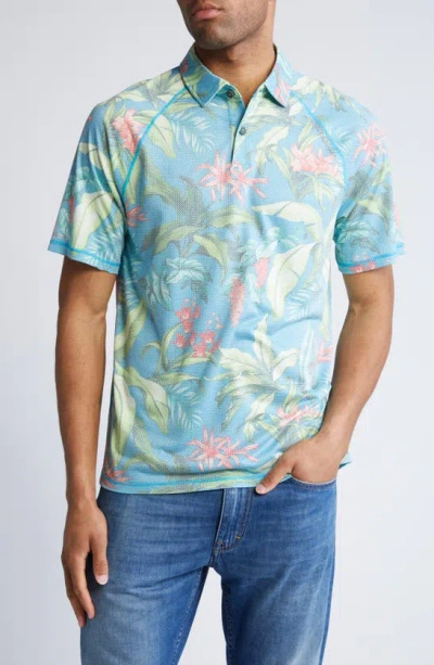 Tommy Bahama Hour Floral Jacquard Polo In Blue Danube
