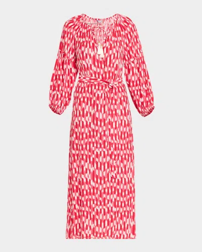 Tommy Bahama Ikat Stripe Midi Dress In Red Hibiscus