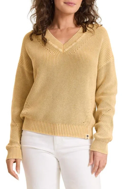 TOMMY BAHAMA TOMMY BAHAMA INDIGO PALMS COTTON V-NECK SWEATER