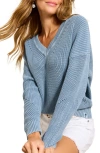 Tommy Bahama Indigo Palms Cotton V-neck Sweater In Canyon Sky