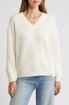 Tommy Bahama Indigo Palms Cotton V-neck Sweater In Coconut