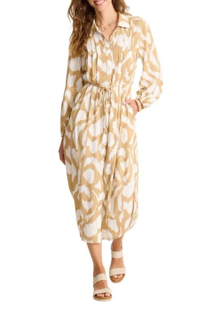 Tommy Bahama Inlet Ikat Long Sleeve Midi Shirtdress In Brown
