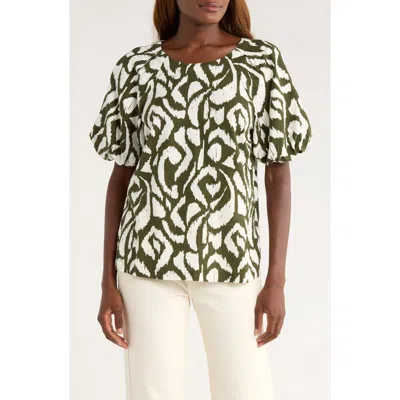 Tommy Bahama Inlet Ikat Print Linen Blend Top In Green