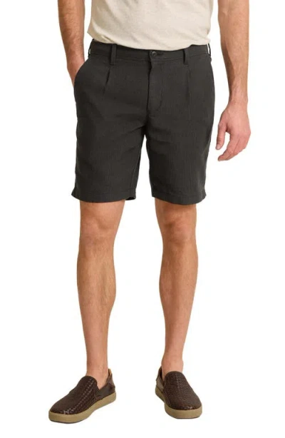 Tommy Bahama Isla Sands Pleated Stripe Linen Blend Shorts In Black