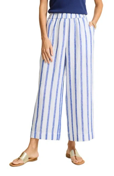 Tommy Bahama Isla Sol Two Palms Crop Wide Leg Linen Pants In Cobalt Haze