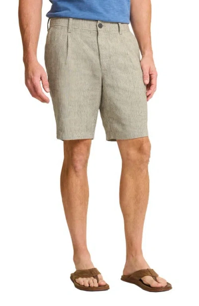 TOMMY BAHAMA TOMMY BAHAMA ISLA STRIPE PLEATED FLAT FRONT LINEN BLEND SHORTS