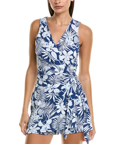 Tommy Bahama Island Blooms Wrap Romper In Blue