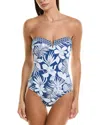 Tommy Bahama Island Cays Blooms Bandeau One-piece Swimsuit In Blue