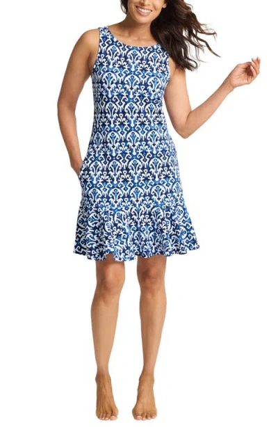 Tommy Bahama Island Cays Blooms Flounce Cover-up Dress In Mare Navy