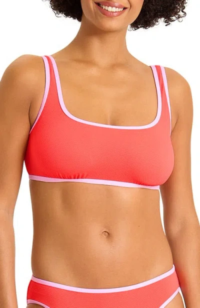 Tommy Bahama Island Cays Cabana Contrast Binding Upf 50+ Bikini Top In Red