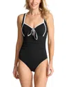 Tommy Bahama Island Cays Cabana Tie Front One-piece Swimsuit In Black