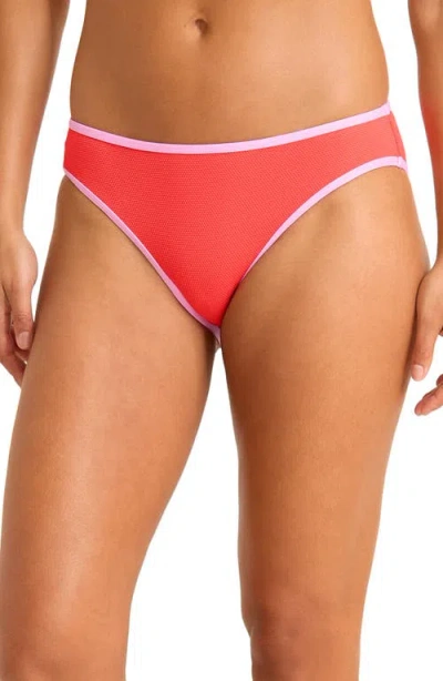 Tommy Bahama Island Cays Cabana Piqué Hipster Upf 50+ Bikini Bottoms In Red