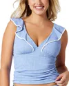 Tommy Bahama Island Cays Cabana Ruffle Trim Tankini In Blue